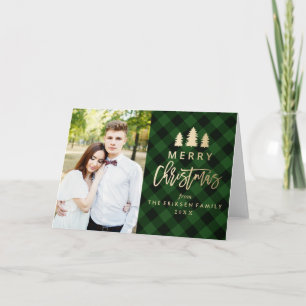 Knus Schotlandse Kerst Foto Wenskaart in Groen Feestdagen Kaart