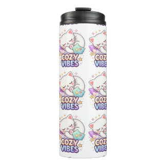 Knus Sfeer Kat Sticker | Cute Slapende Kat Thermosbeker