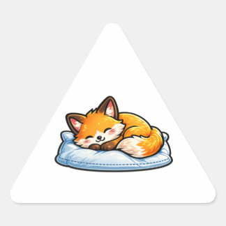 Knus slaande vos op kussen Cute Kawaii Vos Triang Sticker