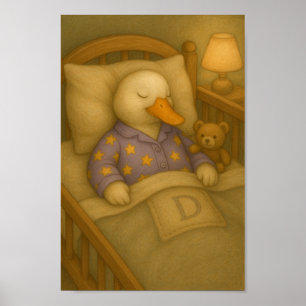 Knus Slaapkamereendje & Teddybeer Kinderkamer Muur Poster
