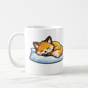 Knus slapende vos op kussen Cute Kawaii Vos Mok