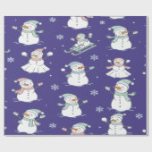 Knus Sneeuwman Winter Cadeaupapier (Vlak)