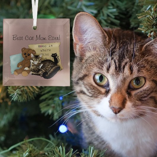 Knus Tabby Roze Moederdag Glas Ornament