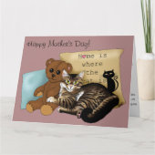 Knus Tabby Roze Moederdag Kaart (Voorkant)