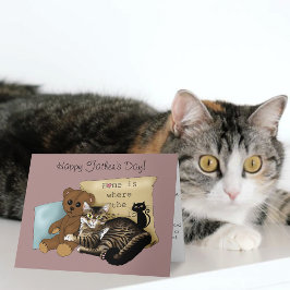 Knus Tabby Roze Vaderdag Kaart