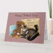 Knus Tabby Roze Vaderdag Kaart (Voorkant)