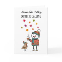 Knus Thanksgiving-kaart met kalkoen en koffie