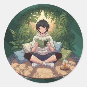 Knus Tuin Lees Kunstwerk Ronde Sticker