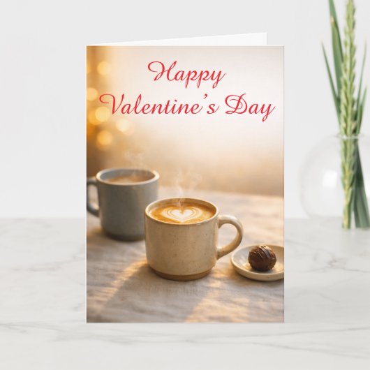 Knus Valentijnsdag Latte Hart Kaart (Voorkant)