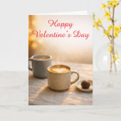 Knus Valentijnsdag Latte Hart Kaart (Gele Bloem)