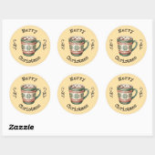 Knus Vintage Heet Cacaokerststicker Ronde Sticker (Vel)