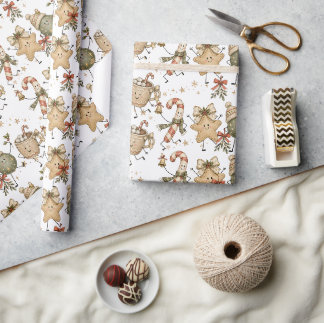 Knus Vintage Kerst Sfeervolle Vrienden Cadeaupapier