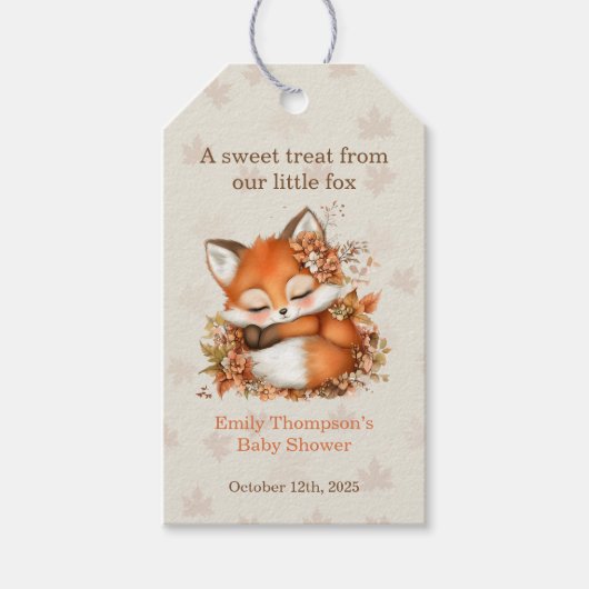 Knus Vosje Baby Shower Knus Bosfeest Cadeaulabel (Voorkant)