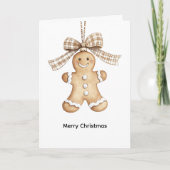 Knus Warm Kerstmis Schattig Gelukkig Peperkoek Koe Kaart (Voorkant)