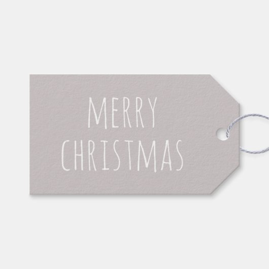 Knus Warm Lichtgrijs Kerstmis | Winter Vakantie Cadeaulabel (Voorkant (Horizontaal))