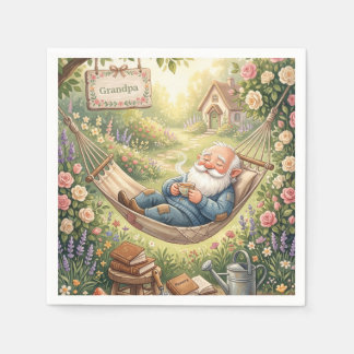 Knus watercolorillustratie van een slapende kabout servet