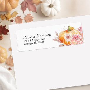Knus Waterverf Herfst Pompoen Baby Shower Etiket