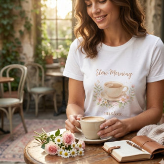 Knus waterverf koffie- en bloemillustratie Tri-Blend shirt