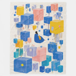 Knus Whimsical Droomer Zwevende Kubussen Waterverf Fleece Deken