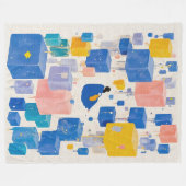 Knus Whimsical Droomer Zwevende Kubussen Waterverf Fleece Deken (Voorkant (Horizontaal))