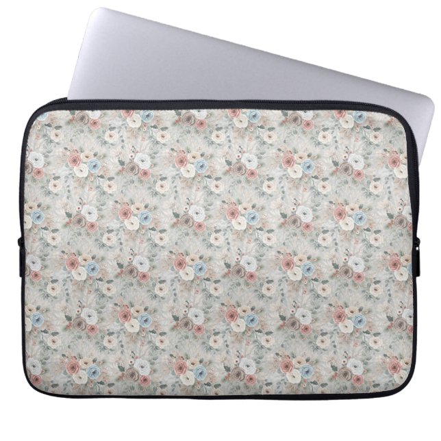 Knus Winter Bloem Motief Laptop Sleeve (Voorkant)