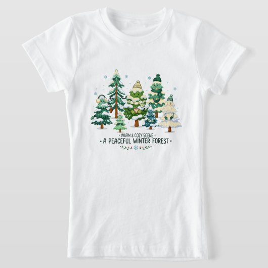 Knus Winter Bos Bomen T-shirt (Laagn)