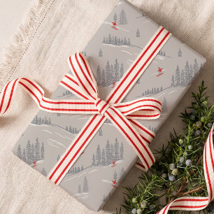 Knus winter bos Skilopers Nordic Alpien Kerstmis Cadeaupapier