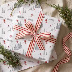 Knus winter bos Skilopers Nordic Alpiene Kerstmis Cadeaupapier