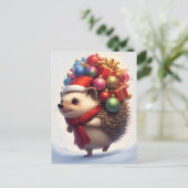❄️ Knus Winter Egeltje Vrolijkheid 🎄 Schattig Ker Briefkaart (Staand voorkant)