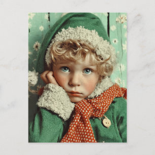 Knus Winter Elf Kind Portret Feestdagenkaart