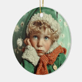 Knus Winter Elf Kind Portret Keramisch Ornament (Links)