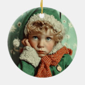 Knus Winter Elf Kind Portret Keramisch Ornament (Achterkant)