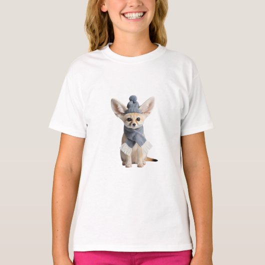 Knus Winter Fennec Vos Kinderen T-shirt (Voorkant)