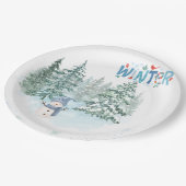 Knus winter-sneeuwman verjaardag papieren bord (Gekanteld)