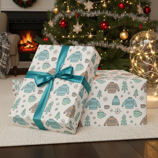 Knus Winter Trui & Warme Chocolade Cadeaupapier