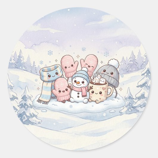 Knus Winter Vrienden Sticker (Voorkant)
