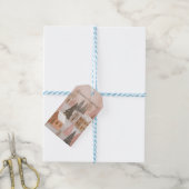 Knus Winterdorp Blush Roze Kerstmis Cadeaulabel (Met Touw)