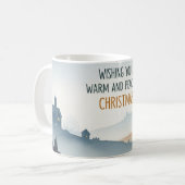 Knus Winterdorp Landschap Kerstmug Koffiemok (Voorkant links)