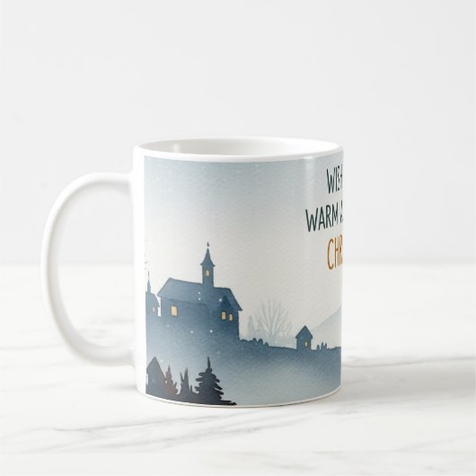 Knus Winterdorp Landschap Kerstmug Koffiemok (Links)