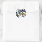 Knus Winterdorp Watercolor Kerstmis Ronde Sticker (Tas)