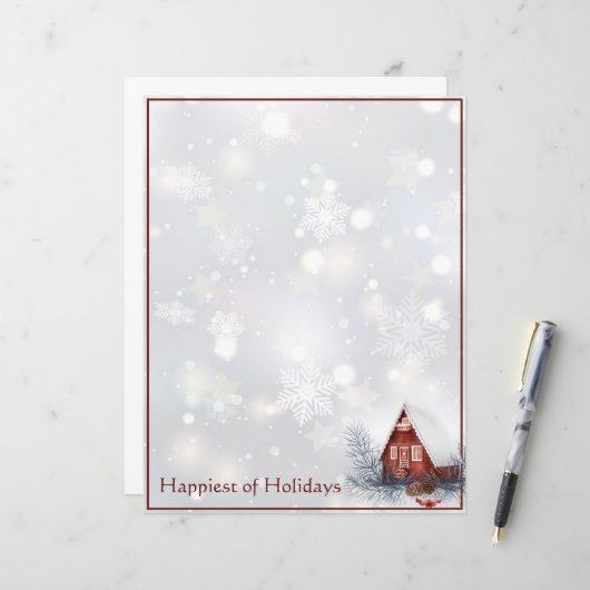 Knus winterhuisje op maat gemaakte Kerstmis (Voorkant / Achterkant in situ)