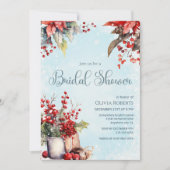 Knus winterlijsten bruiloftsfeest met lijsterbesbo kaart (Voorkant)