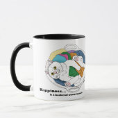Knus Witte Kat Wasmand Grappig Blauw Mok (Links)