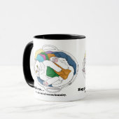 Knus Witte Kat Wasmand Grappig Blauw Mok (Voorkant links)