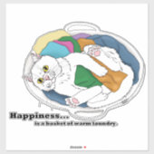Knus Witte Kat Wasmand Grappig Blauw Sticker (Vel)