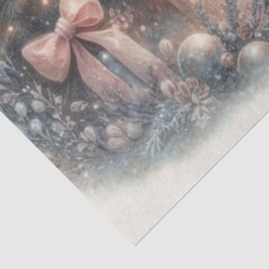 Knus Witte Konijn Kerstmis Bos Decoupage  Tissuepapier (Detail)