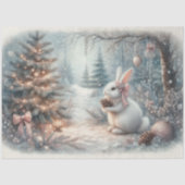 Knus Witte Konijn Kerstmis Bos Decoupage  Tissuepapier (Voorkant)