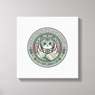 Knus Zelfzorg Kat Kat Grafische Tee Kunst - Knus Z Canvas Afdruk