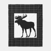 Knus zwart geruit elandontwerp fleece deken (Voorkant)