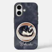Knus Zwart Witte Slaande Kat Kunst Aangepaste Naam Case-Mate iPhone Case (Achterkant)